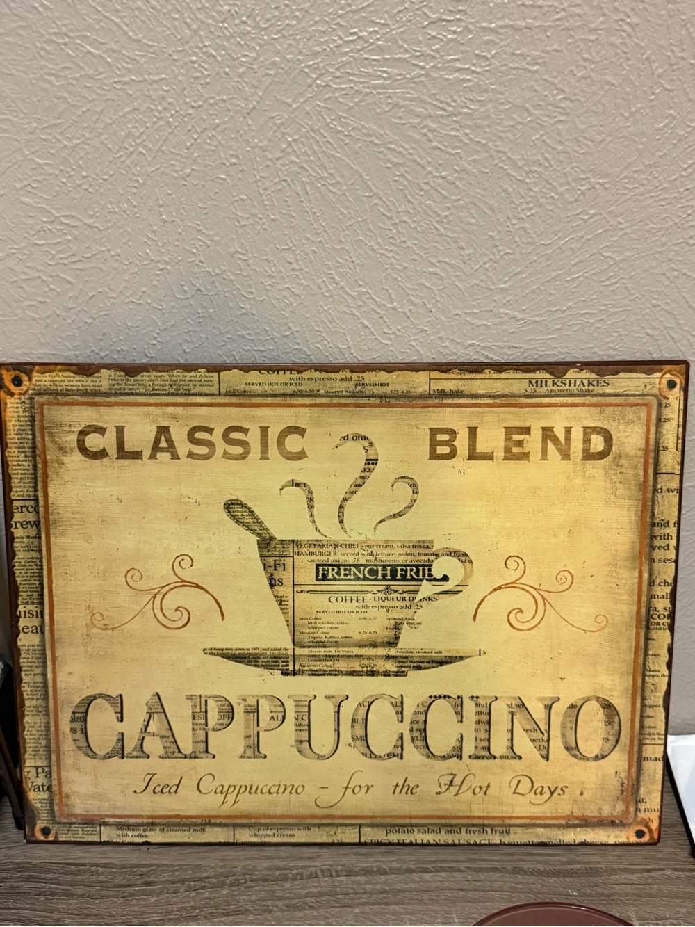 Cappuccino Classic Blend Wall Art - Vintage Coffee Sign